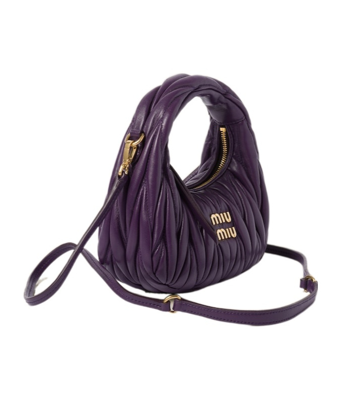 Miu Miu Mini Wander Quilted Leather Hobo Bag In Black