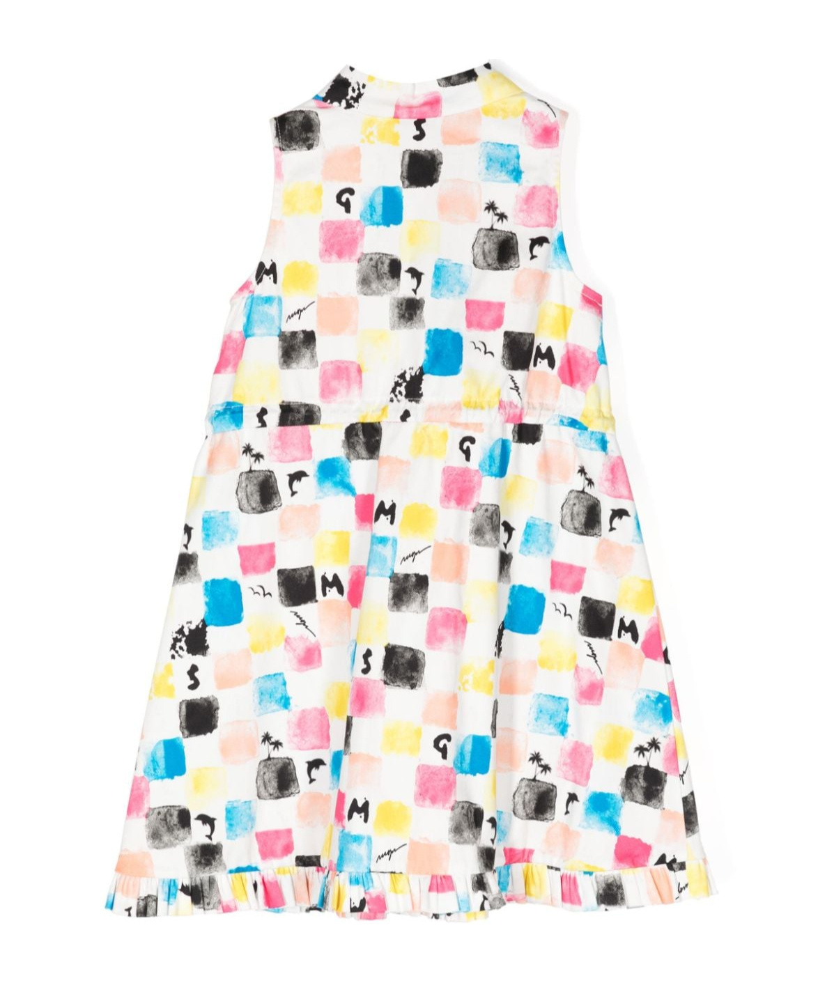 Msgm Graphic-print Drawstring Dress In White