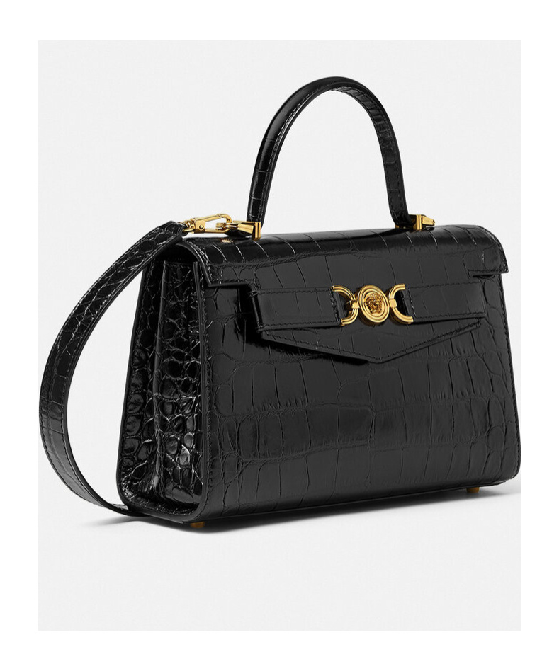 Versace Medusa '95 Crocodile-embossed Tote Bag In Black