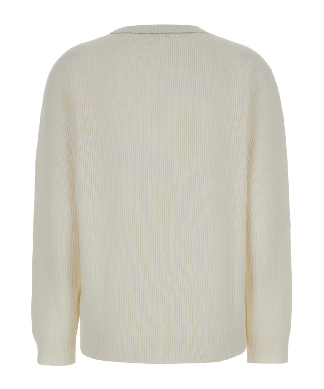 Brunello Cucinelli White Crewneck Sweater In Ribbed Cashmere Woman In White