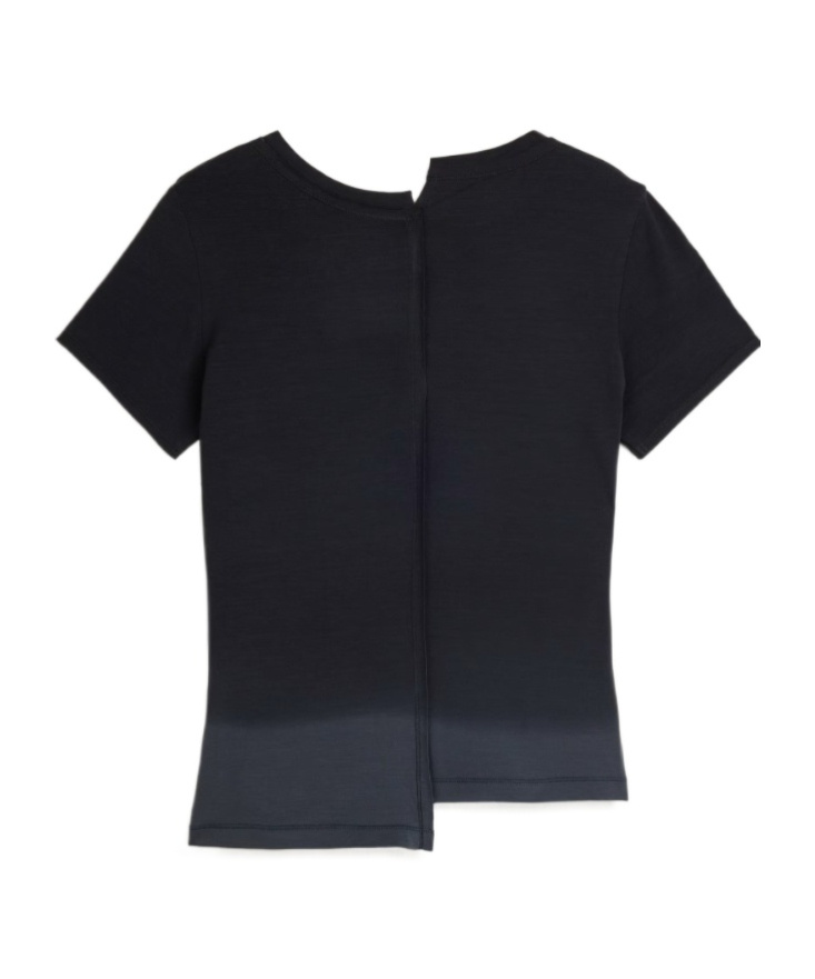 Y-3 Asymmetric Hem Short Sleeve Round Neck Top In Black