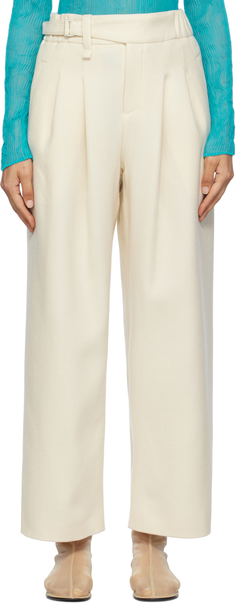 Issey Miyake Off-white Entwine Trousers In Nude