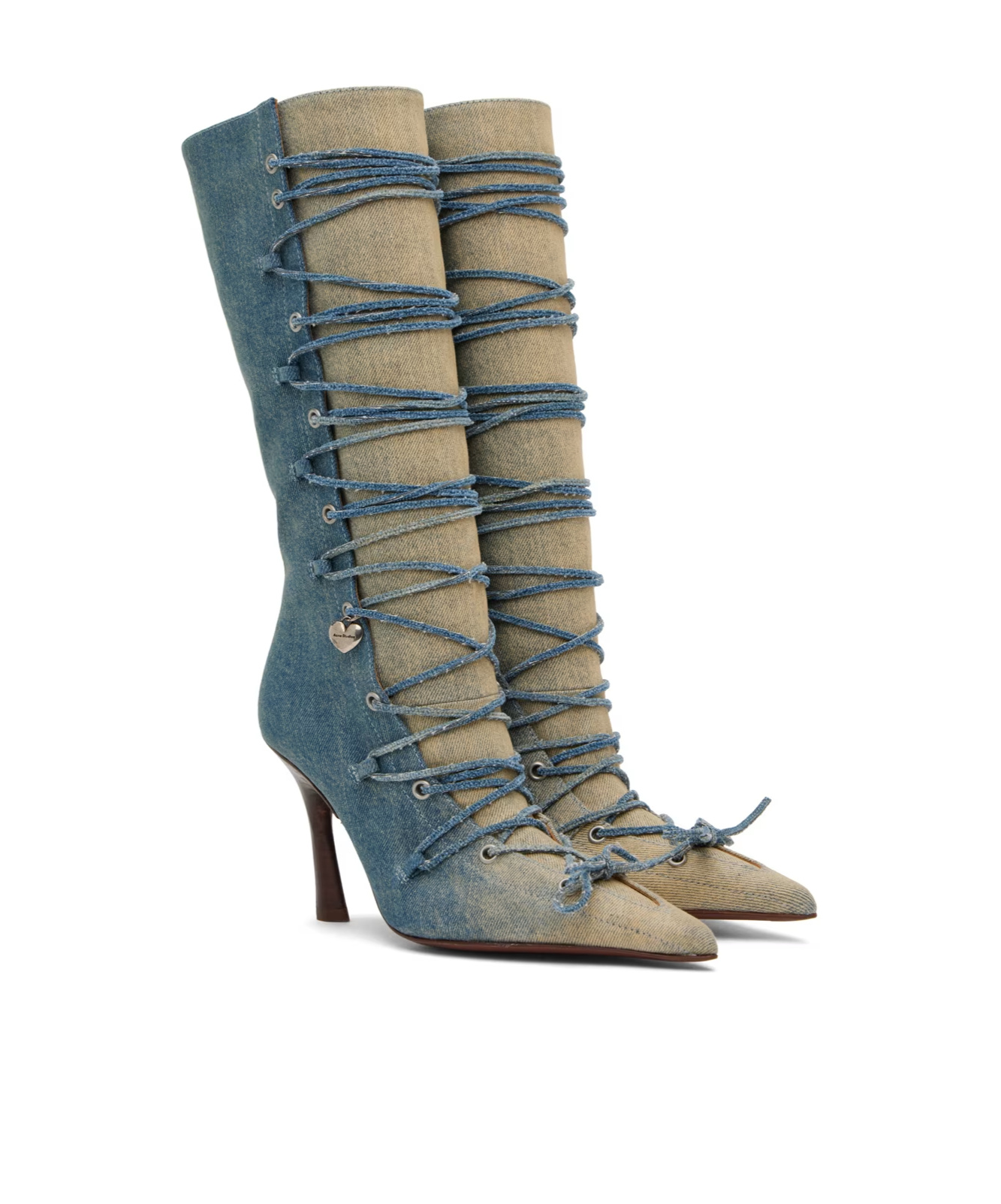 Acne Studios 100mm Denim Knee-high Boots In Blue