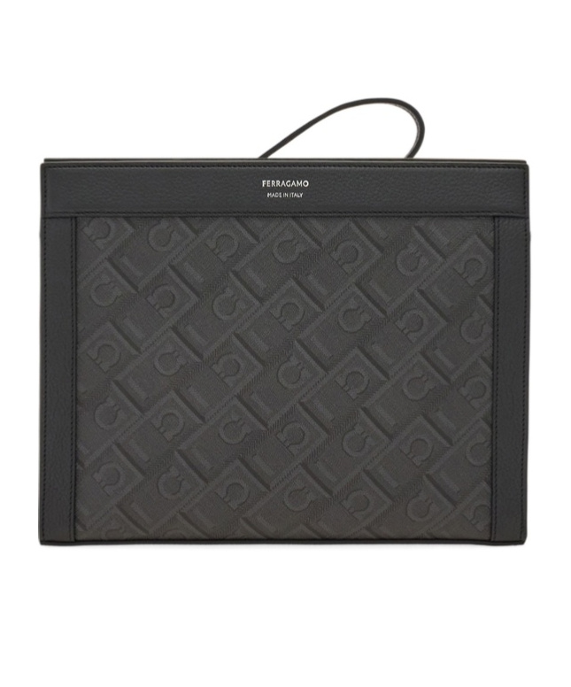 FERRAGAMO FERRAGAMO MONOGRAM ZIPPED POUCH