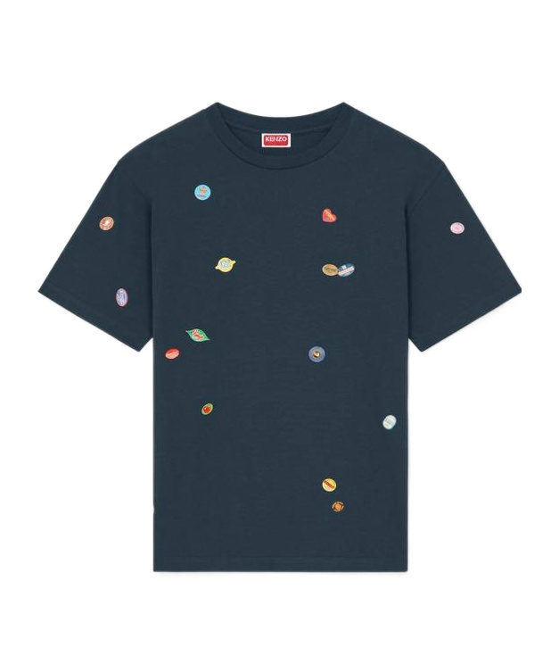 Kenzo Fruit Stickers Cotton T-shirt In Black