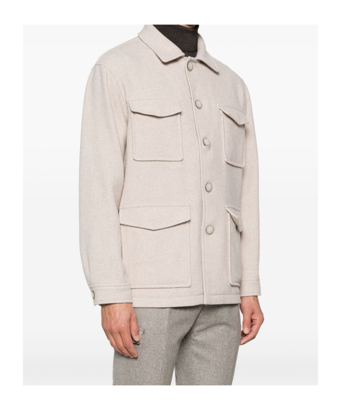 Shop Tagliatore Long-sleeved Casual Jacket In White