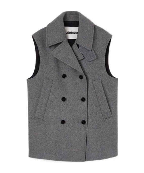 Jil Sander Double-breasted Wool Vest In Gray