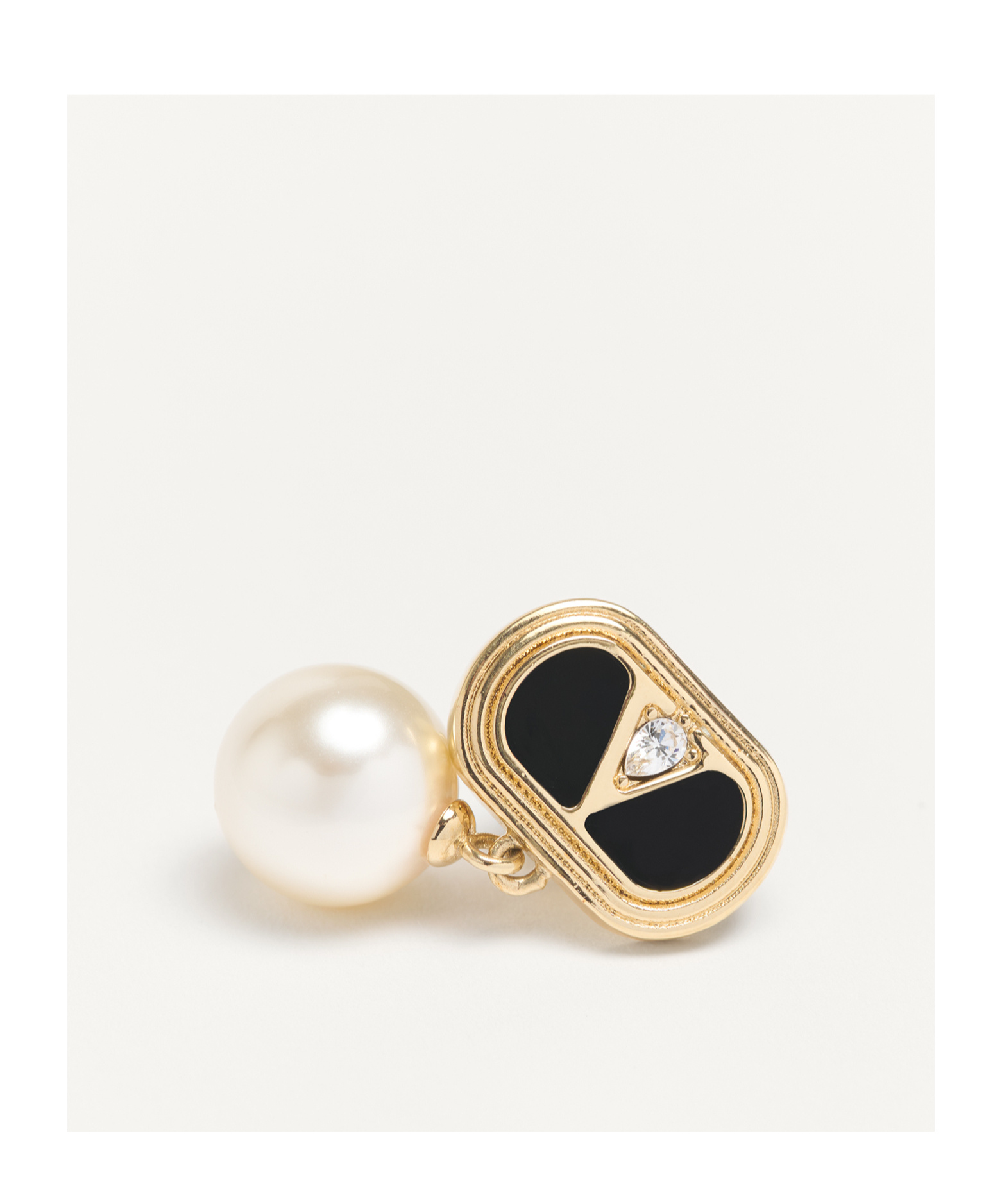 Valentino Garavani Oval Earrings With Swarovski Pearl Women In Yellow