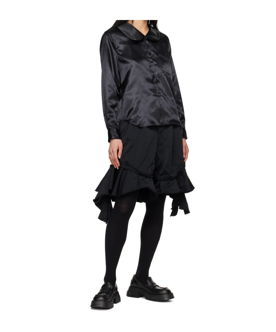 COMME DES GARÇONS ROUNDED-COLLAR SATIN SHIRT 