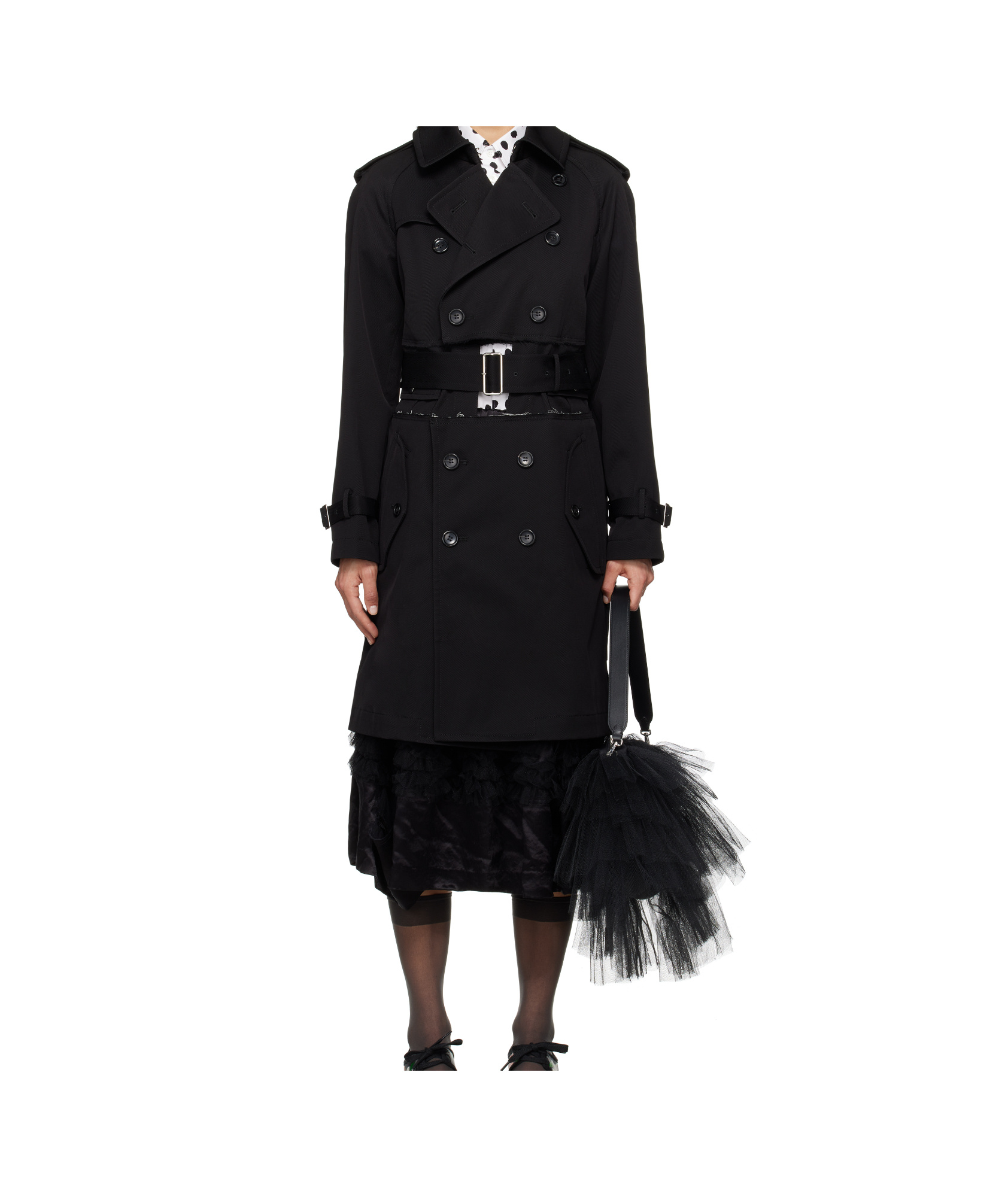 Comme Des Garçons Black Kersey Trench Coat