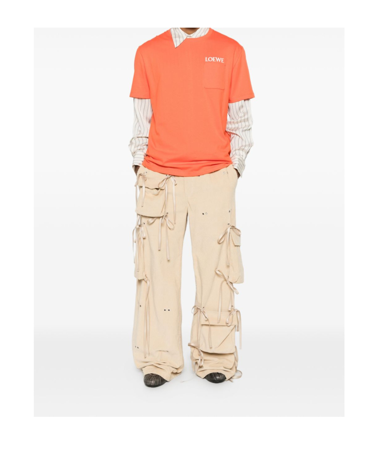 Loewe Logo-embroidered Cotton-jersey T-shirt In Orange