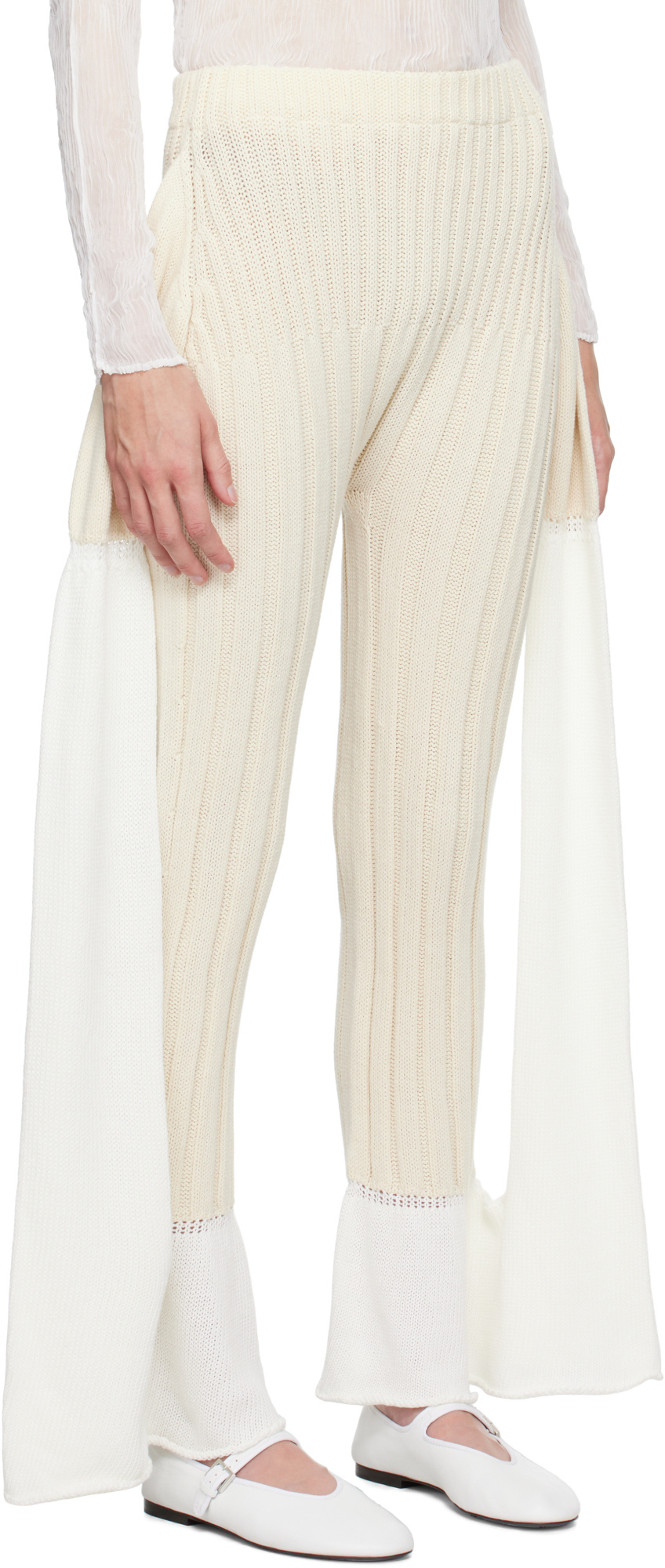 Issey Miyake Elastic Waist Casual Pants In White