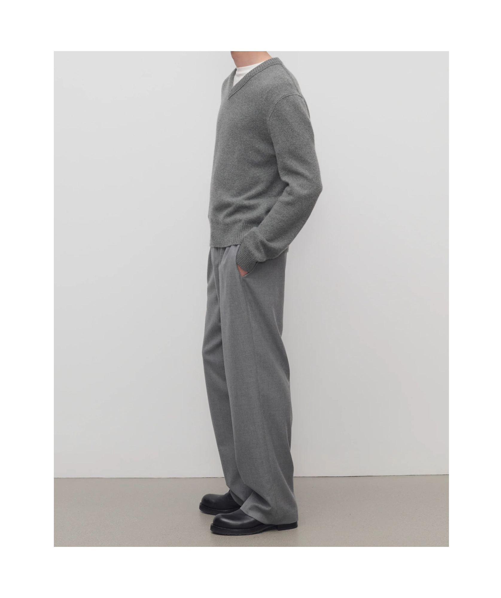 The Row Xon Pant In Virgin Wool In Gray