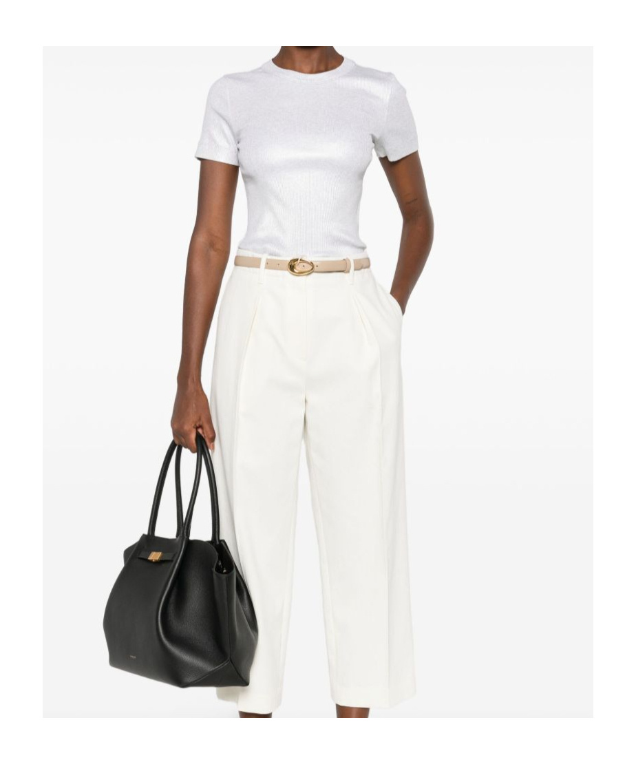 Brunello Cucinelli Ribbed Cotton Blend Round Neck T-shirt In White