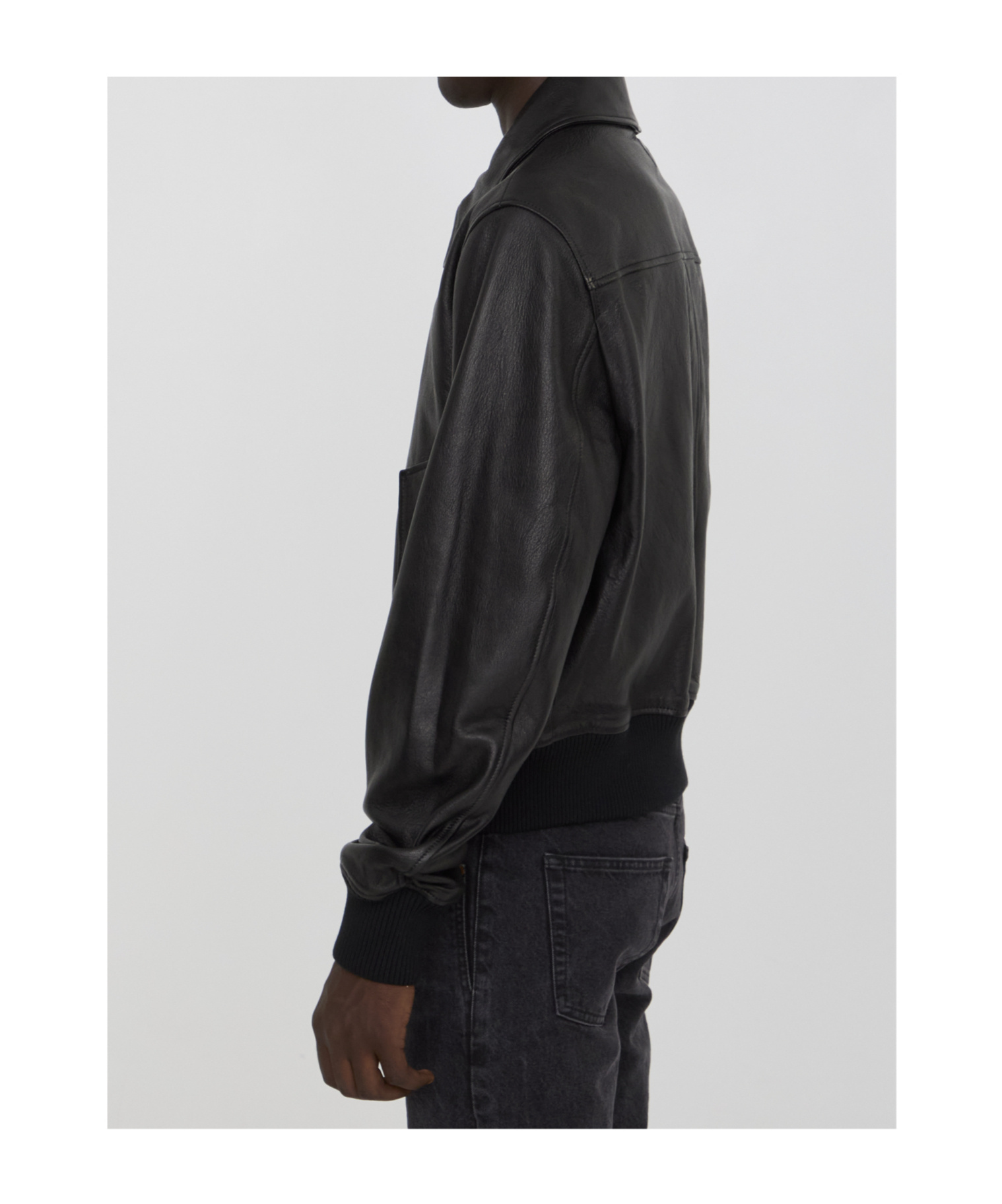 AMI ALEXANDRE MATTIUSSI AMI ALEXANDRE MATTIUSSI ZIP-UP LEATHER JACKET