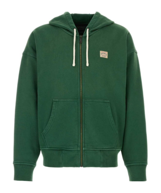 Polo Ralph Lauren Cotton Hoodie With Front Pockets And Ribbed Cuffs In Green