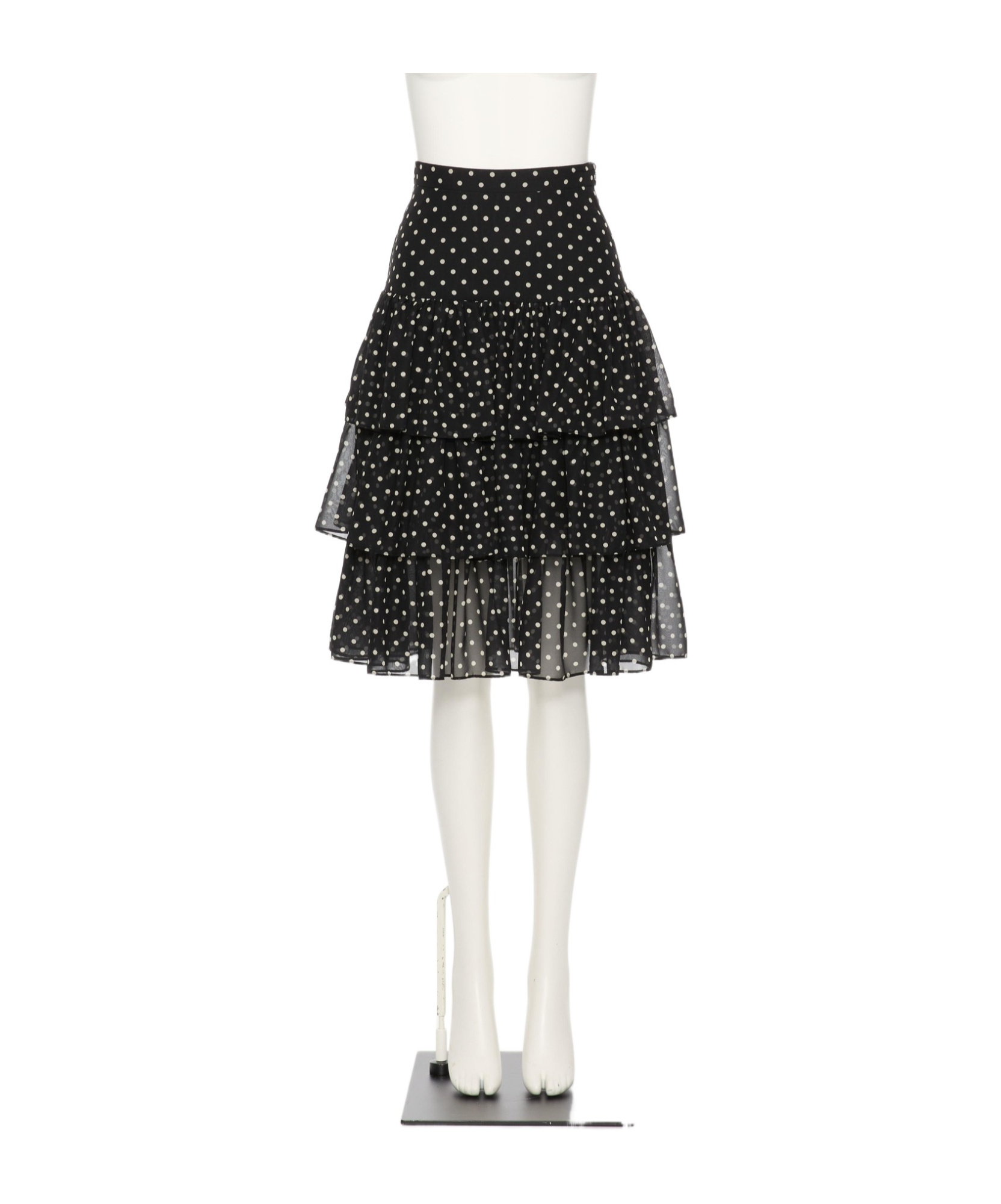 Valentino Layered High-waisted Skirts With Polka Dot Pattern In Black