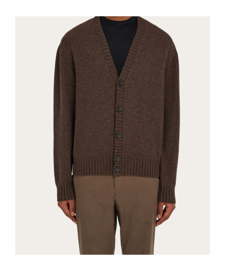 Ferragamo Cashmere Cardigan In Brown