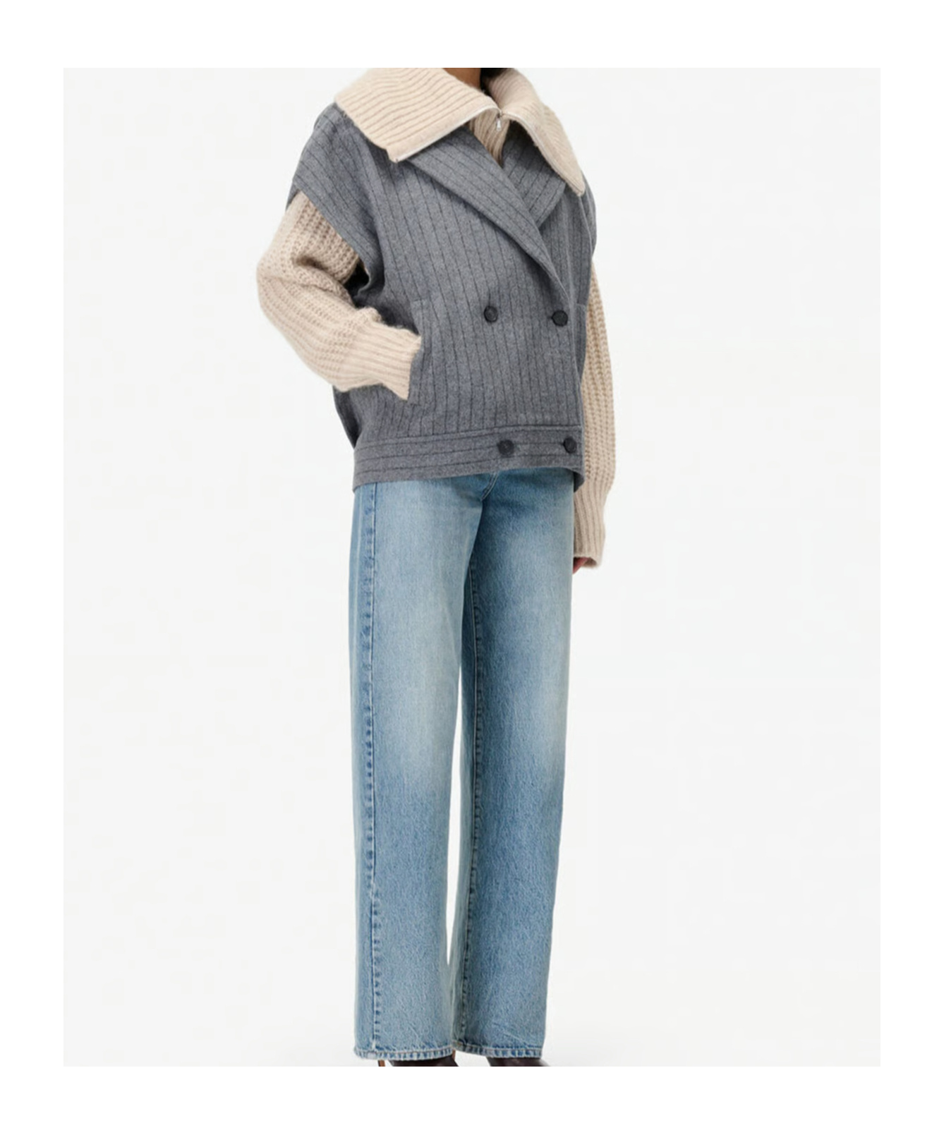 Iro Pinstripe Double-breasted Gilet In Gray