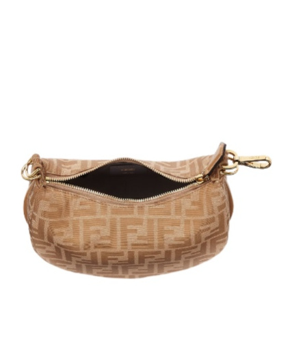 Fendi Mini Graph Crescent Bag In Brown