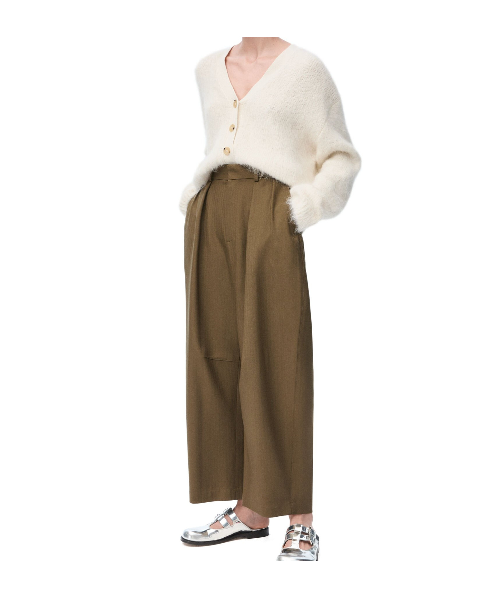Shop Loewe Cardigan In Alpaca And Wool Blend In White