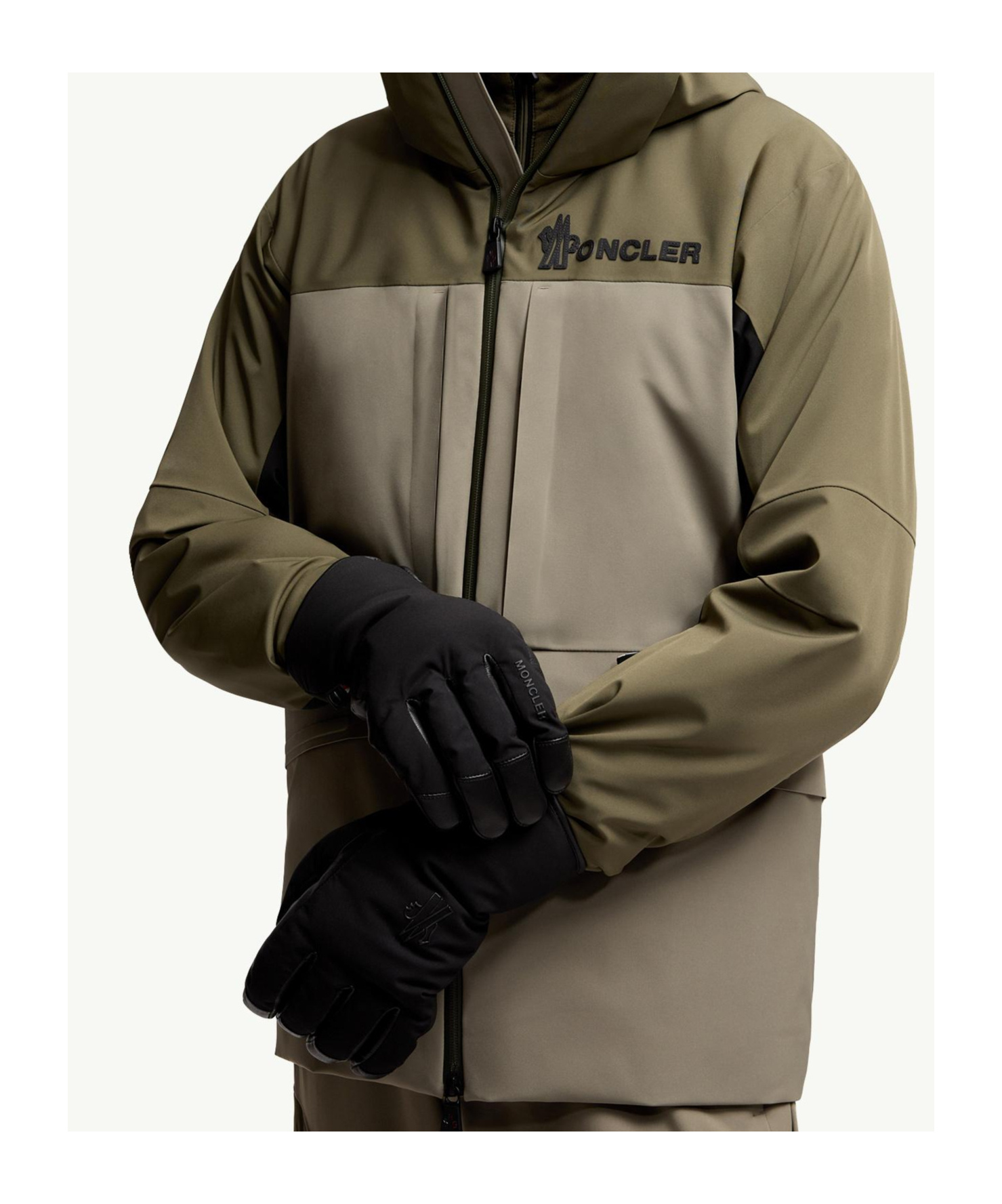 Moncler Padded Soft Shell Gloves In Black