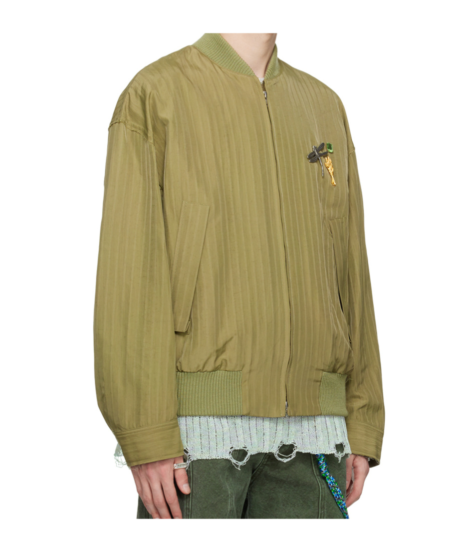 Song For The Mute Khaki Plant Bomber Jacket In Green
