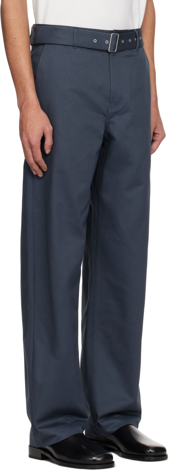 Maison Kitsuné Belted Pants In Slate Gray