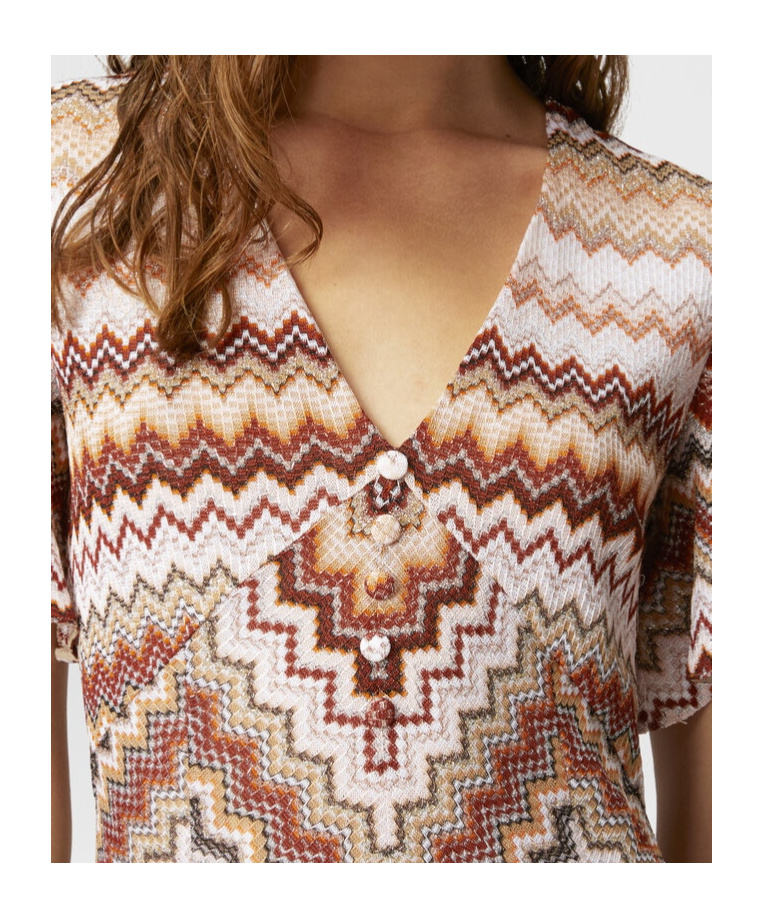 Shop Missoni Serrated Zigzag-pattern Maxi Dress In Nude