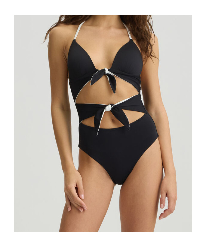 Liu •jo One-piece Swimsuit With Bows In Black