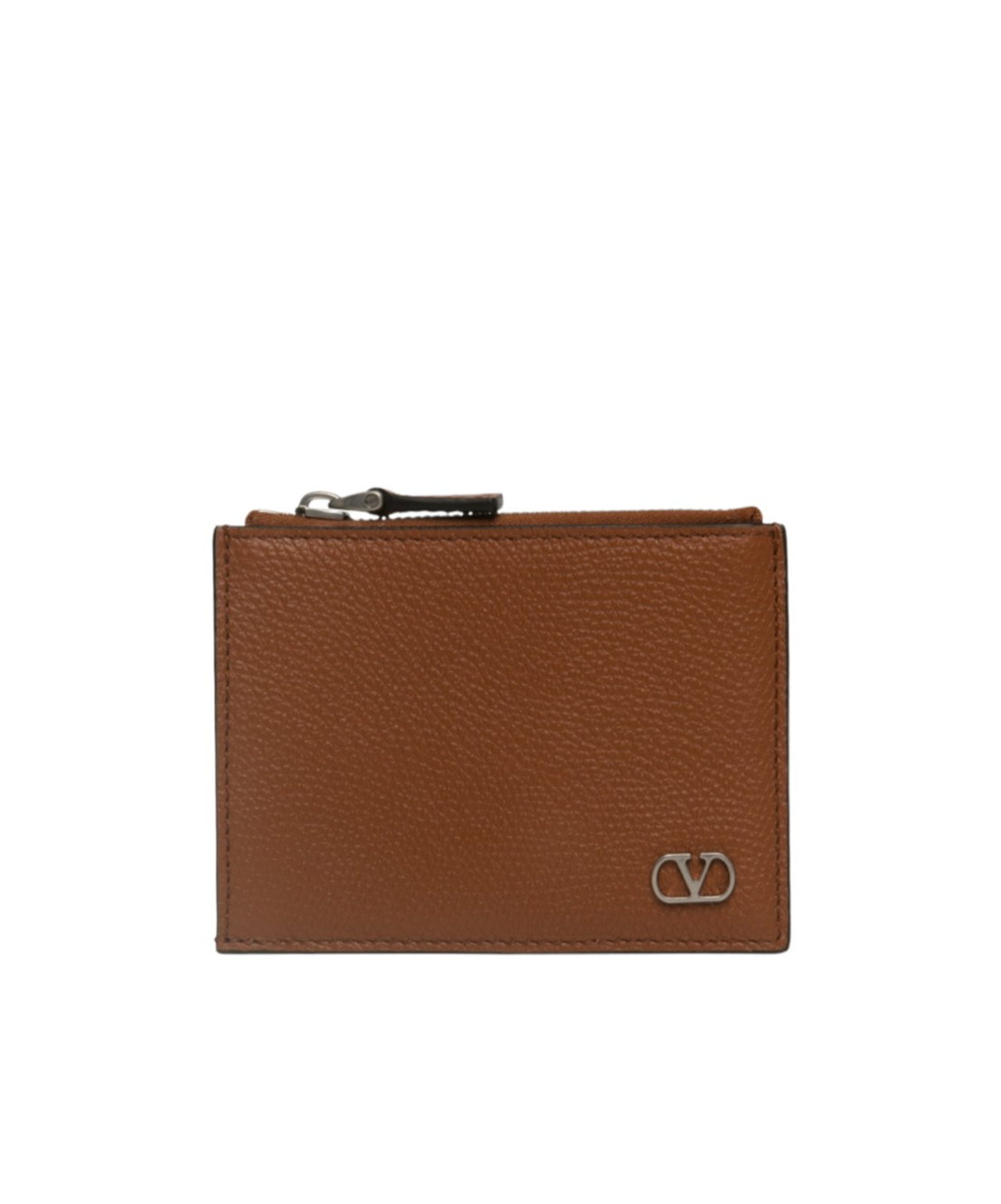 Valentino Zipper Card Bag In Brown