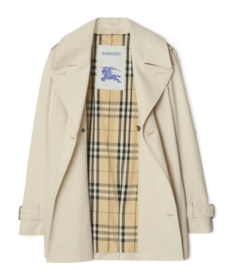 Burberry Belted Double-breasted Short Trench Coat In Nude