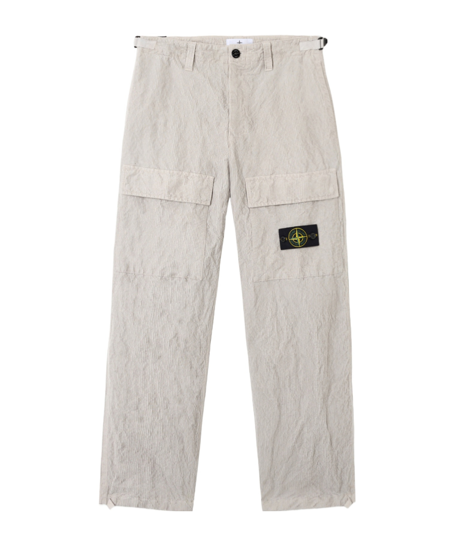 Stone Island Loose-fit Cargo Trousers With Adjustable Waist Straps In Gray