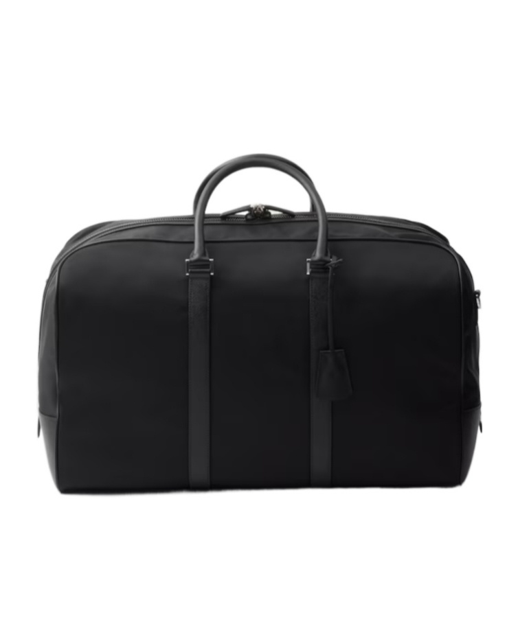Prada Re-nylon And Saffiano Leather Duffel Bag In Black