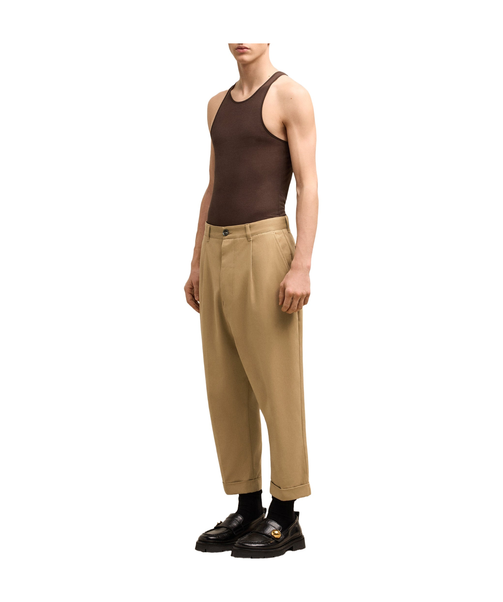 Ami Alexandre Mattiussi Carrot Oversized Trousers Beige In Nude