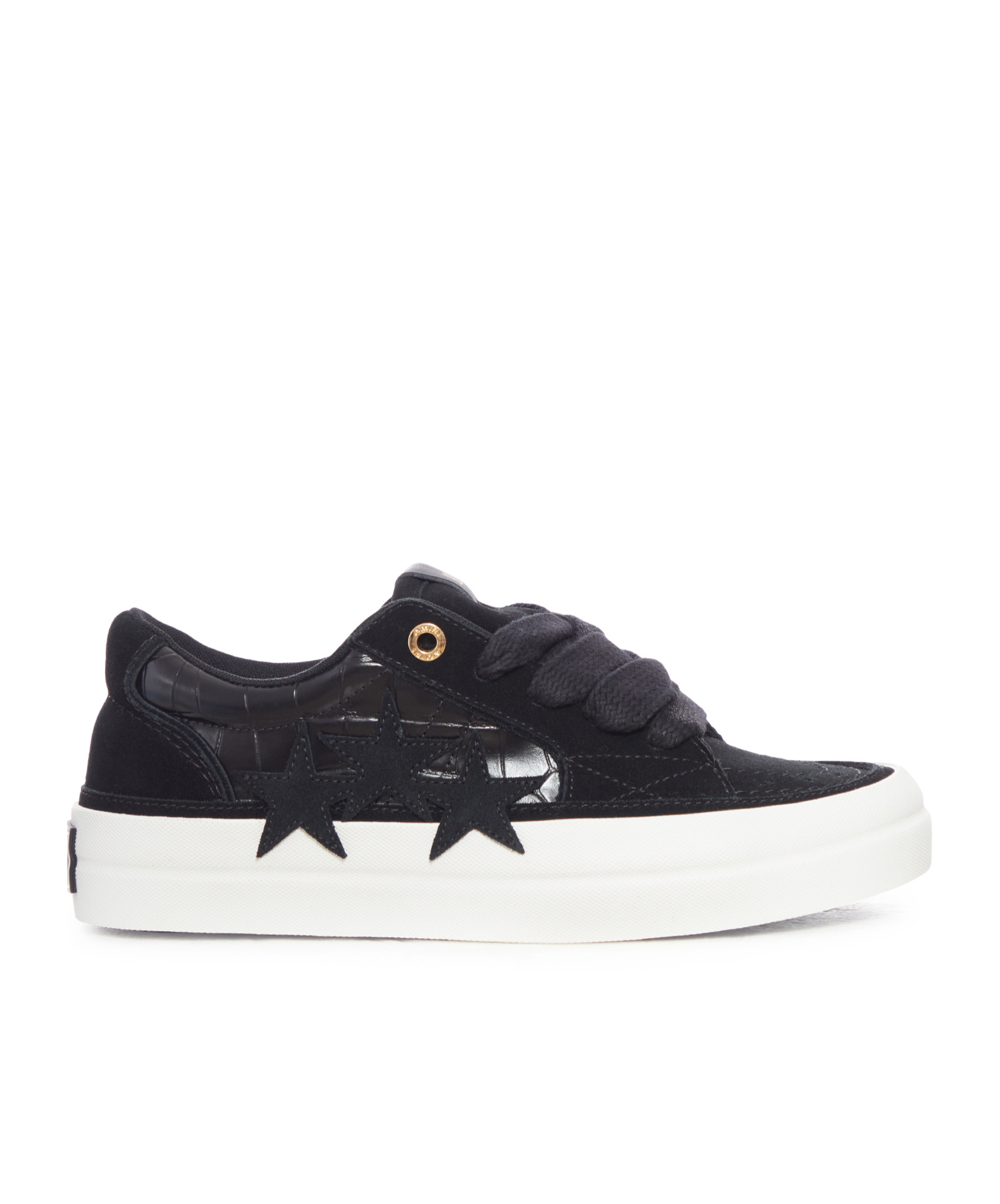 Amiri Sunset Skate Crocodile-effect Suede Sneakers In Black