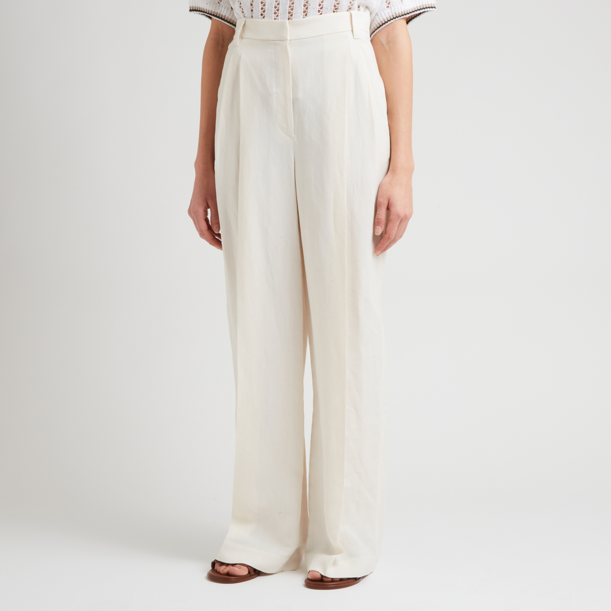 BRUNELLO CUCINELLI LINEN WIDE-LEG TROUSERS