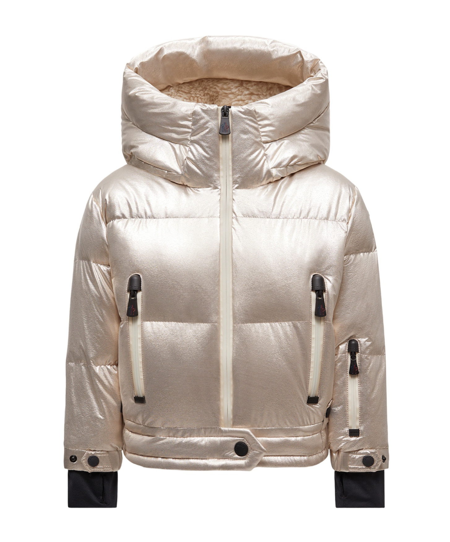 Moncler Violette Metallic Down Jacket In Neutral