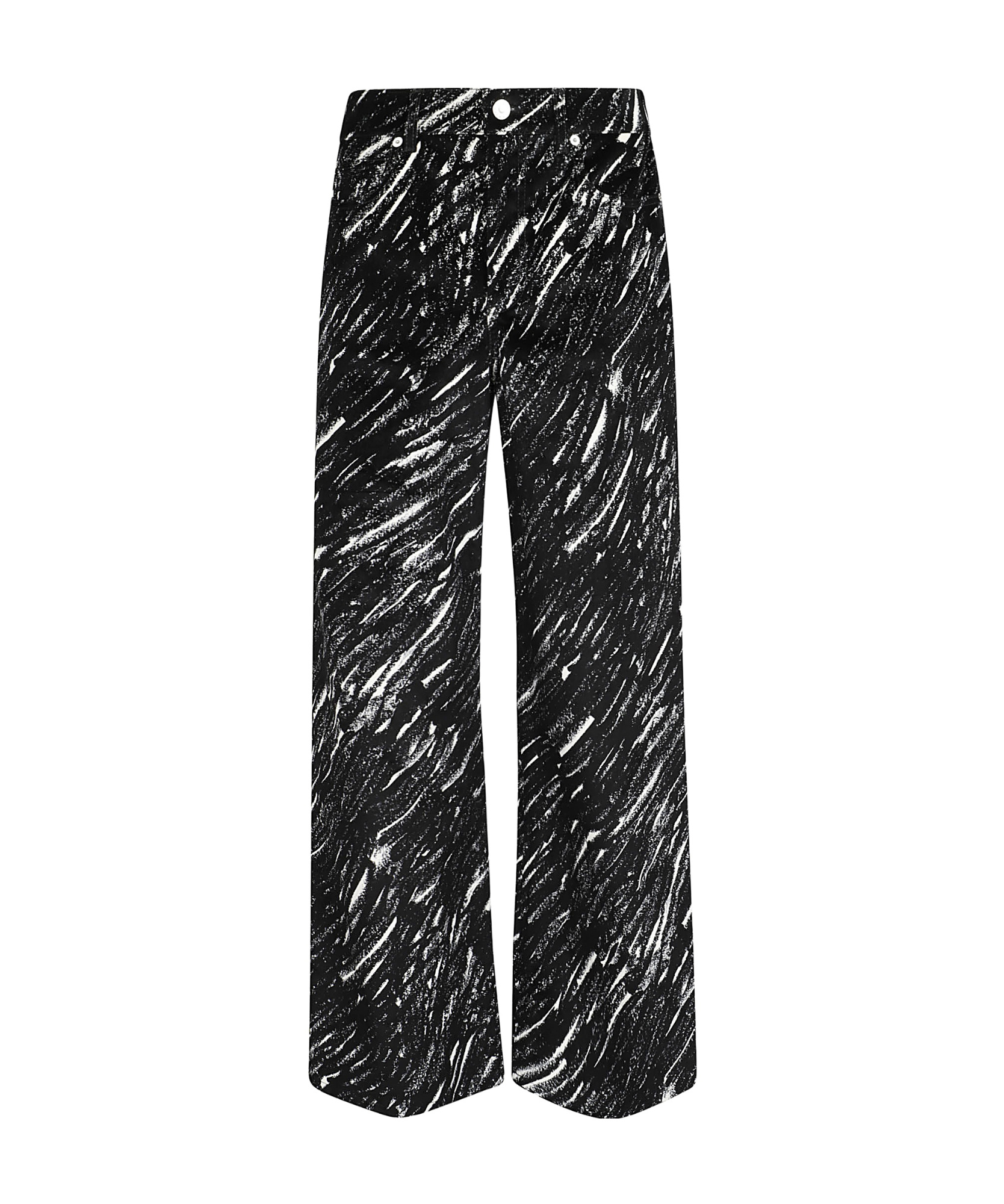 Marni Black Flocked Loose Jeans With Crayon Print In Black