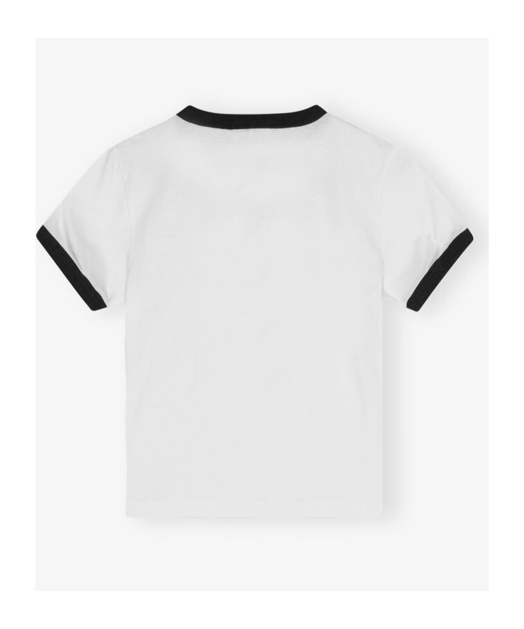 Ganni White Crewneck T-shirt With Logo Print On The Front In White