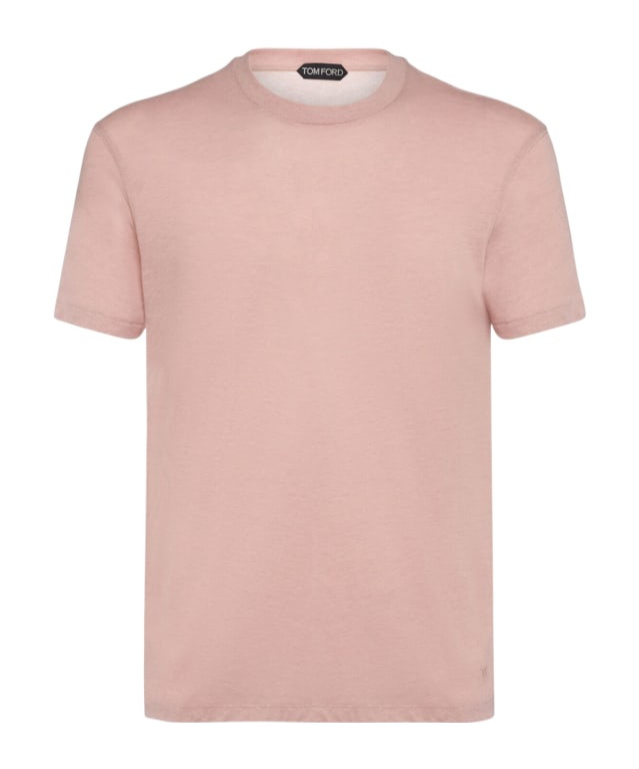 Tom Ford Cotton Blend Crewneck T-shirt In Dusty Pink