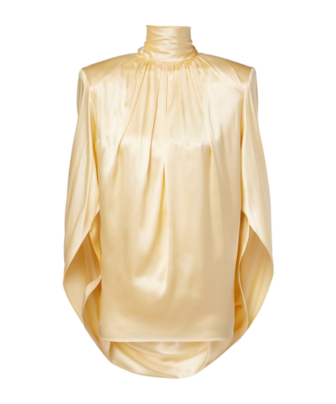 MUGLER DRAPED SILK-BLEND SATIN TOP