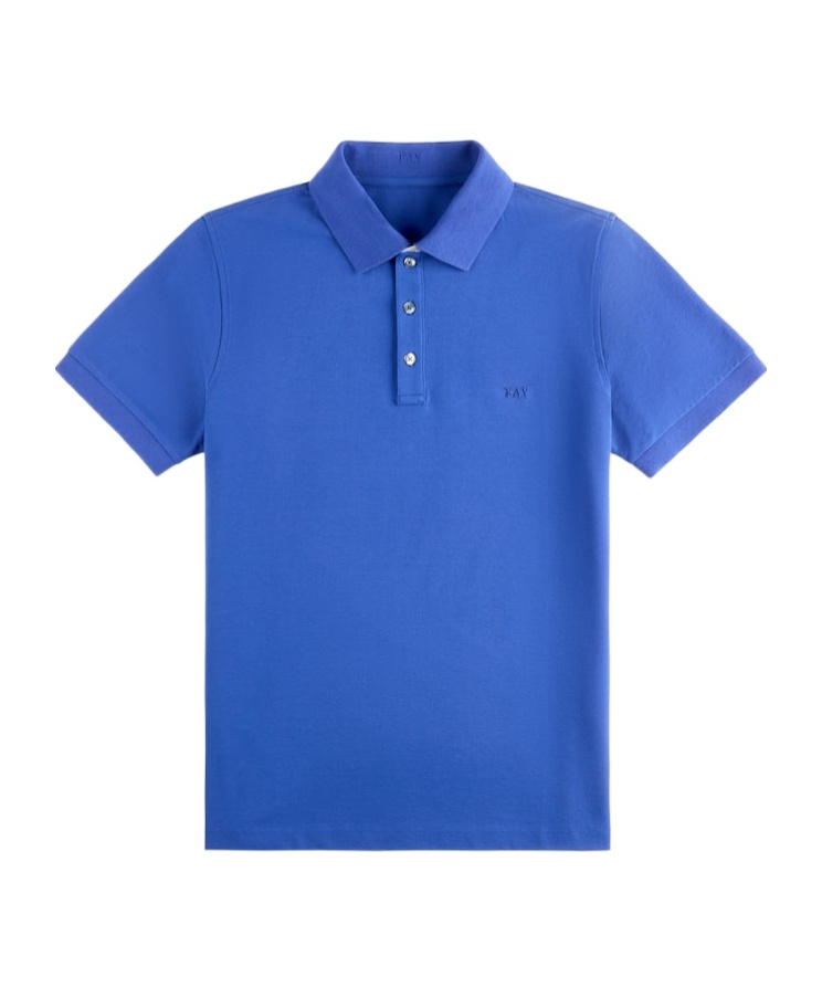 Fay Collar Polo Slits Short Sleeves In Blue