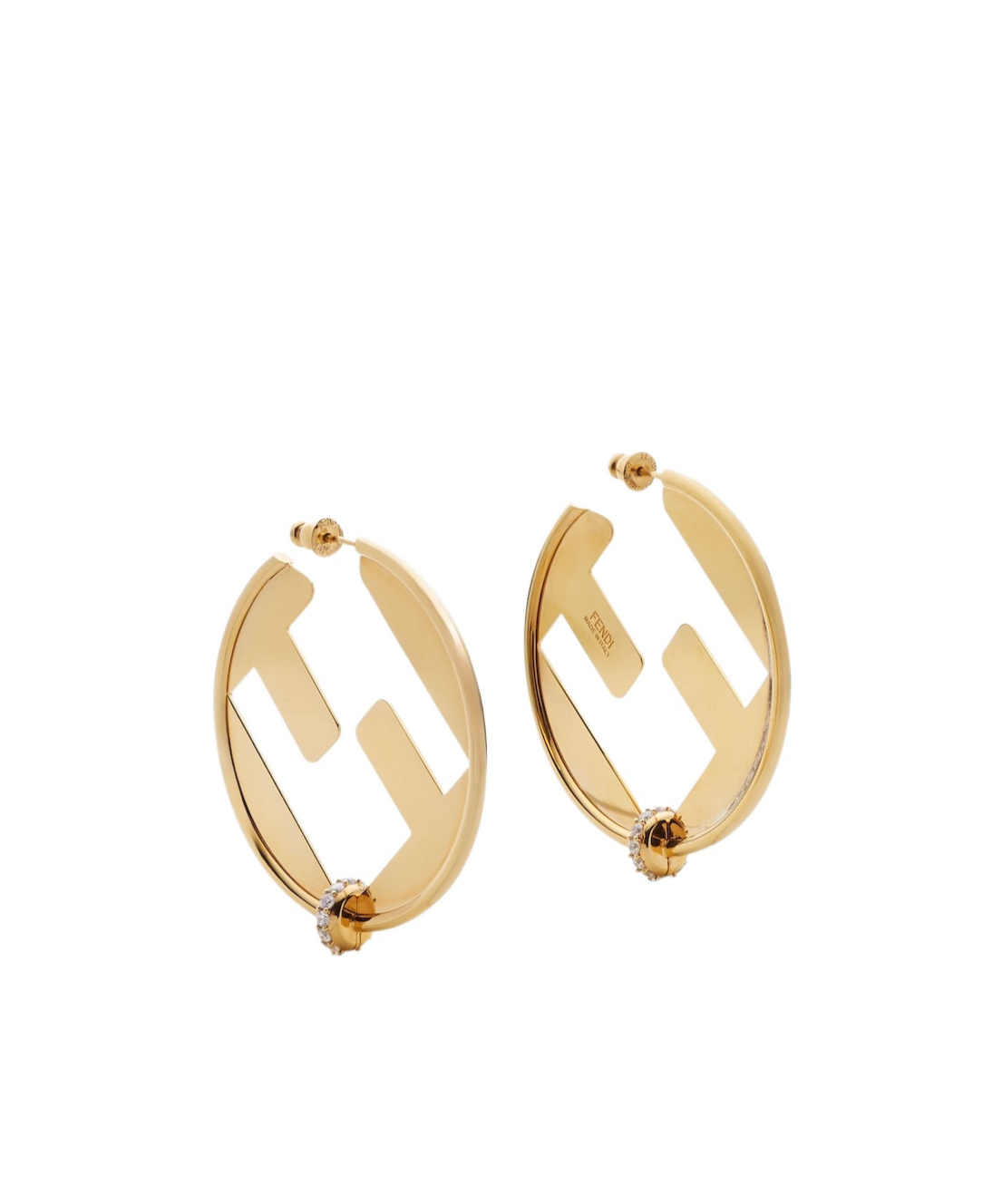 Fendi Ff-motif Embellished Earrings In Gold