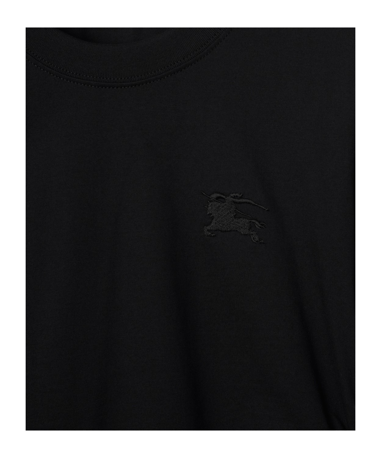 Burberry Black T Shirt With Check Pattern Detail In Black