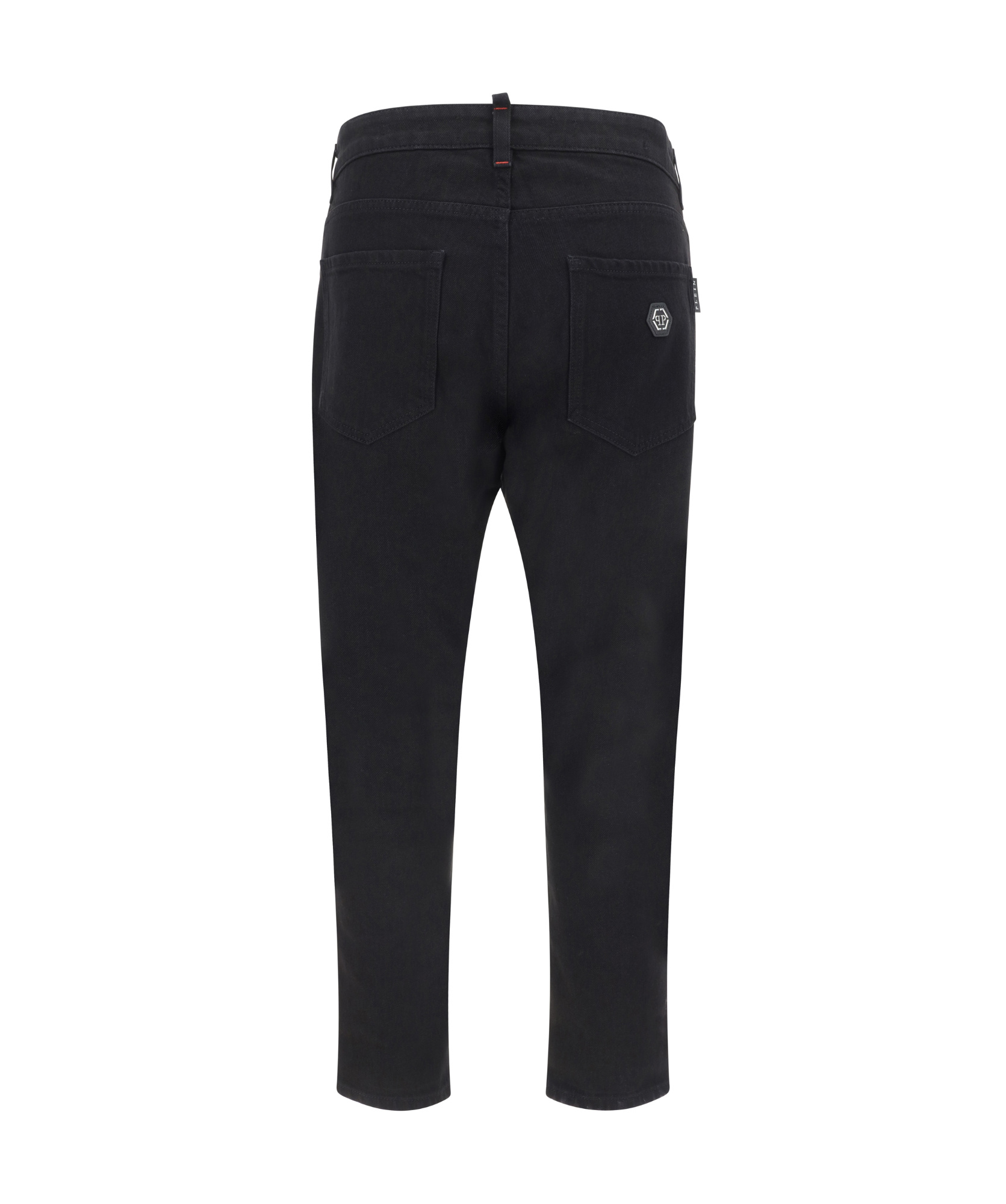 Shop Philipp Plein Logo Patch Mid-rise Jeans In Black