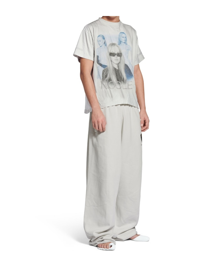 Balenciaga Nicole Printed Jersey T-shirt In Dirty White