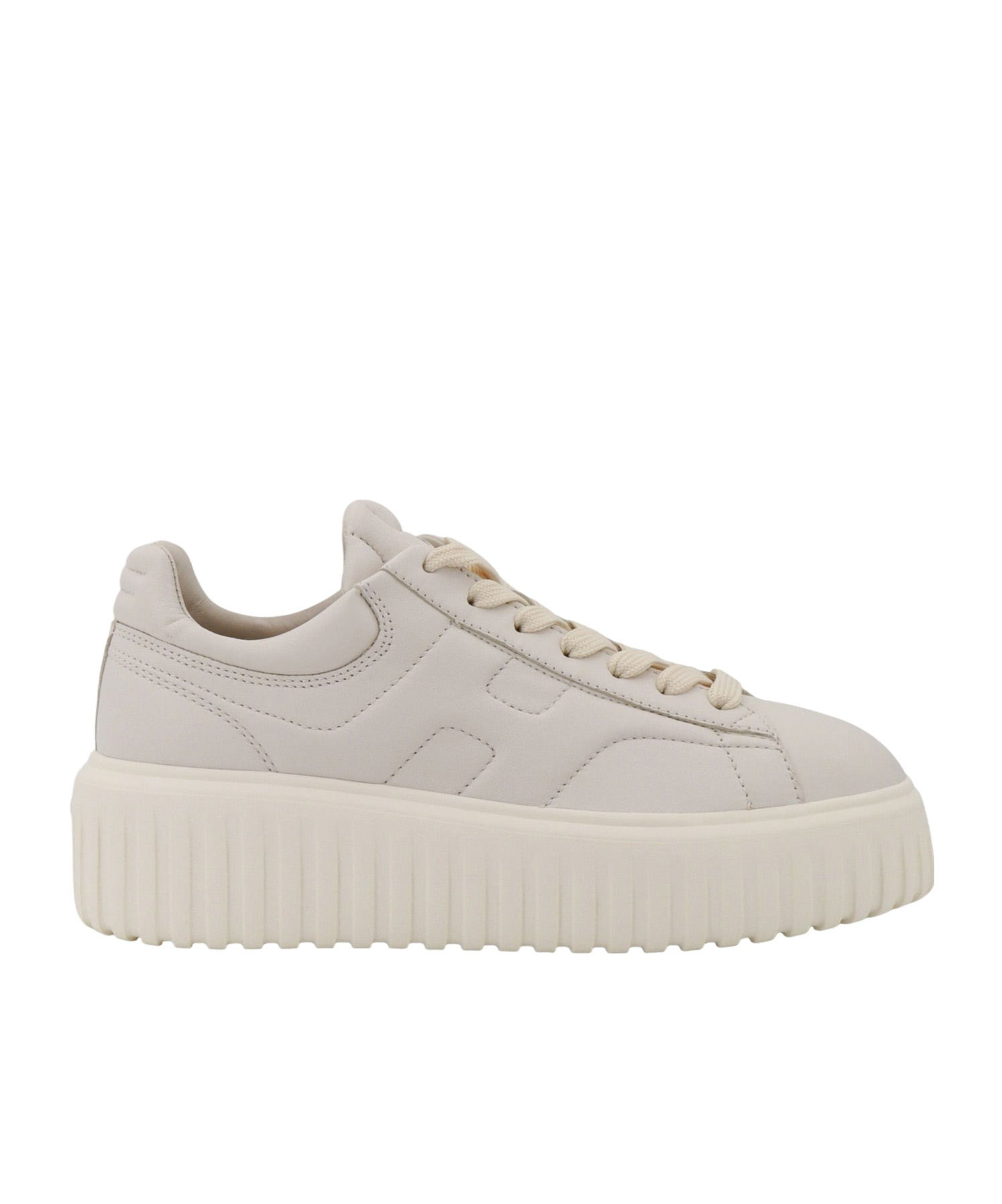 Hogan H-stripes Leather Sneakers With Contrasting Detail In Nude