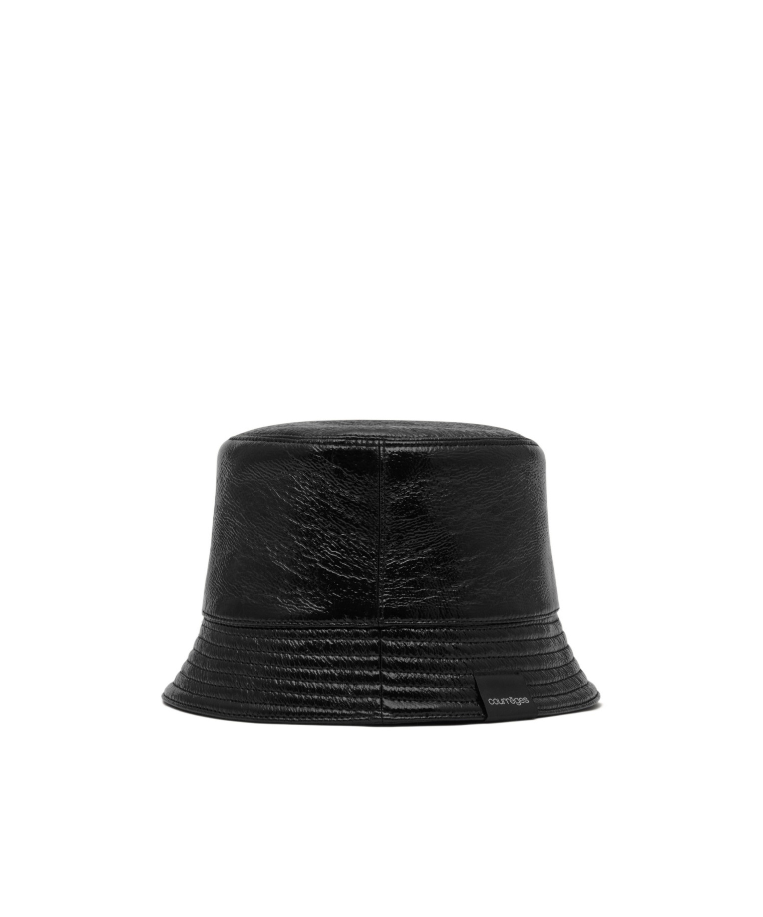 Courrèges Logo-embroidered Patent Bucket Hat In Black