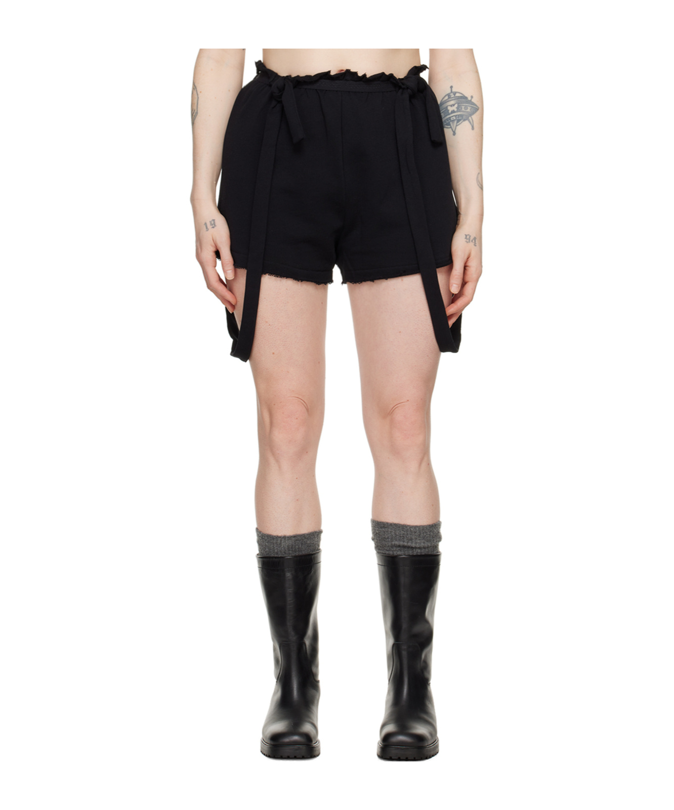 Baserange Elastic Waist Shorts In Black